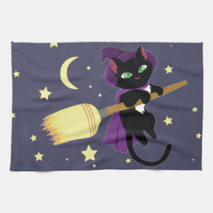 Flying Witch Cat Theedoek