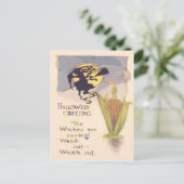 Flying Witch Full Moon Corn Cob Candle Briefkaart (Staand voorkant)