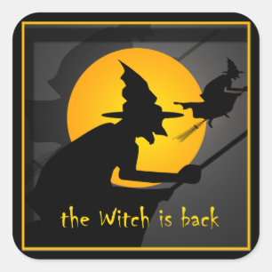 Flying Witch Funny Halloween Stickers