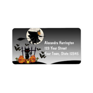 Flying Witch Halloween Etiket