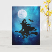 Flying Witch Halloween Greeting Kaart (Gele Bloem)