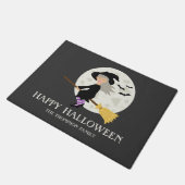 Flying Witch Happy Halloween & Custom Family Name Deurmat (Schuin)