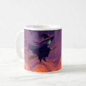 Flying Witch Mug | Classic Halloween Coffee Cup Koffiemok (Voorkant links)