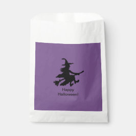 Flying Witch - Purple -Happy Halloween - Favor Bag Bedankzakje