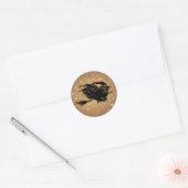 Flying Witch Silhouet Ronde Sticker (Envelop)