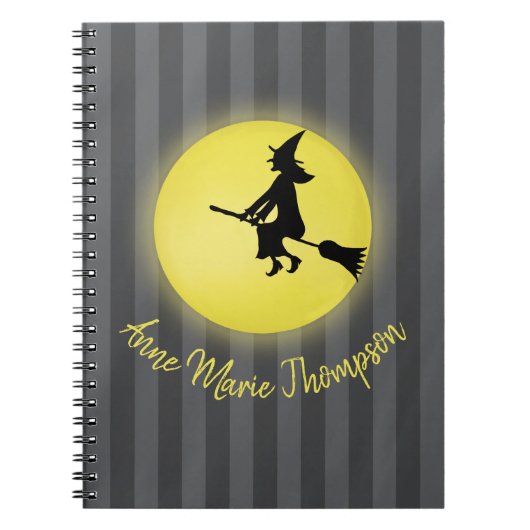 Flying Witch Silhouette in the Moonlight Notitieboek (Voorkant)