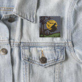 Flying Witch Silhouette Volle Maan Vierkante Button 5,1 Cm (In situ)