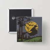 Flying Witch Silhouette Volle Maan Vierkante Button 5,1 Cm (Voorkant /achterkant)