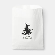 Flying Witch - Yellow -Happy Halloween - Favor Bag
