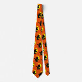 Flying Witches Pattern Oranje Halloween stropdas (Voorkant)