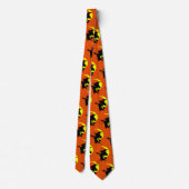 Flying Witches Pattern Oranje Halloween stropdas (Achterkant)