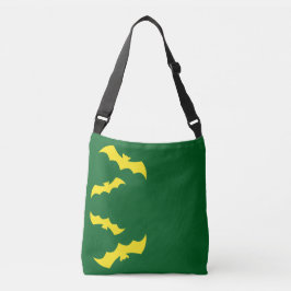 Flying Yellow Halloween Bats Crossbody Tas