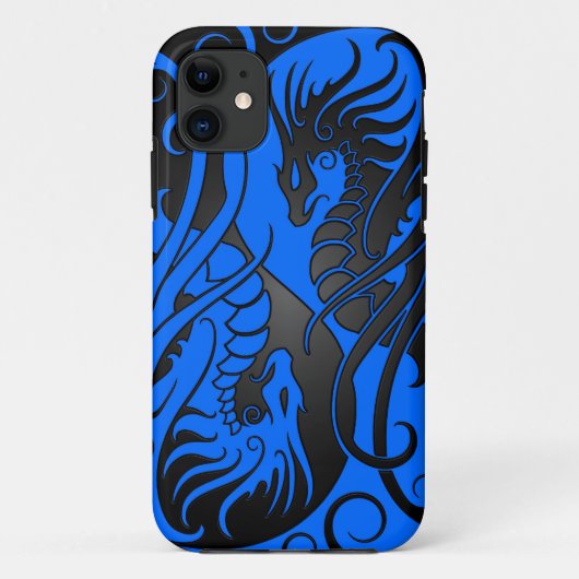 Flying Yin Yang Dragons - blauw en zwart Case-Mate iPhone Case (Achterkant)