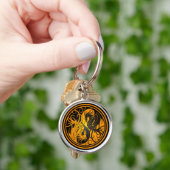 Flying Yin Yang Dragons - geel en zwart Sleutelhanger (Hand)