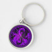 Flying Yin Yang Dragons - paars en zwart Sleutelhanger (Voorkant)