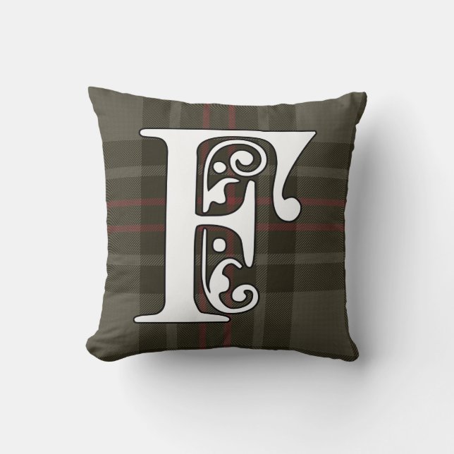 Flynn Clan Tartan Monogram Kussen (Voorkant)