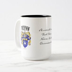 Flynn Family Crest, Vertaling & Betekenis Tweekleurige Koffiemok