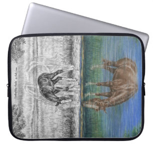 Foaalwaterreflectie van paarden laptop sleeve