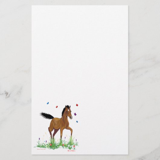 Foal en Butterflies Briefpapier (Voorkant)