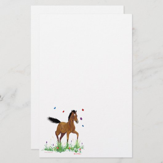 Foal en Butterflies Briefpapier (Voorkant / Achterkant)