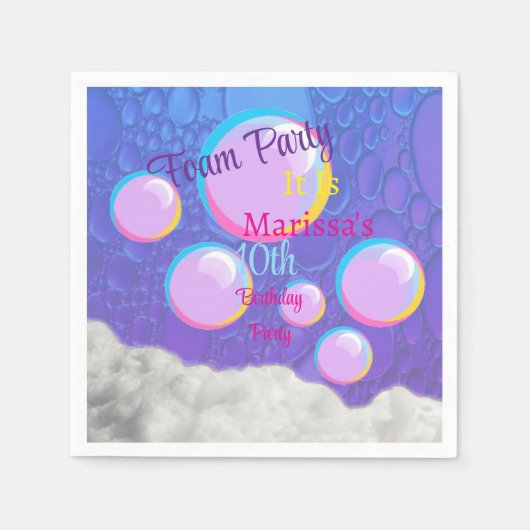 Foam Party Verjaardag Servet (Voorkant)