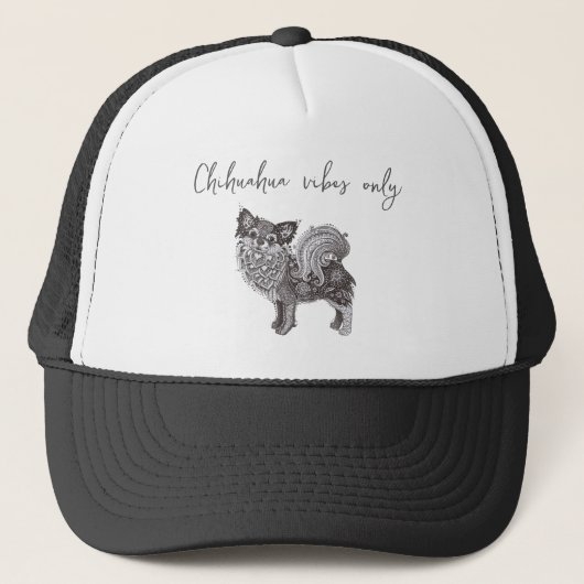 Foam Trucker Hat Chihuahua Vibes Trucker Pet (Voorkant)