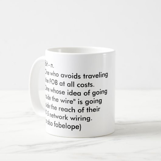 Fobbit mok (Voorkant links)