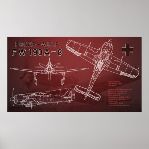 Focke-Wulf FW 190 blauwdruk Poster