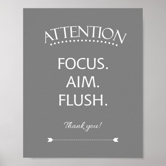 Focus Aim Flush Kinder Bathroom Sign Grey Poster (Voorkant)