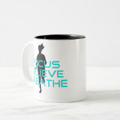 Focus Believe Breathe Aqua Tweekleurige Koffiemok (Voorkant links)