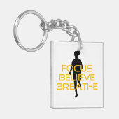 Focus gelooft Breathe Yellow Running Fitness Sleutelhanger (Voorkant Links)