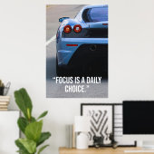 Focus Is een Dagelijkse Keuze Auto Quote Poster (Thuiskantoor)