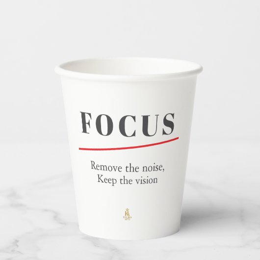 FOCUS Minimalist Motivational — Clean Mode Papieren Bekers (Voorkant)