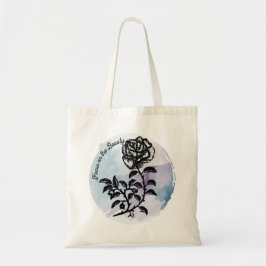Focus op de Beauty Pen en Ink Roos op Blauw Tote Bag