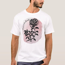 Focus op de Beauty - Pen en Ink Roos op Roze T-shirt