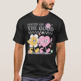 Focus op de goede groovy positieve offerte terug t-shirt