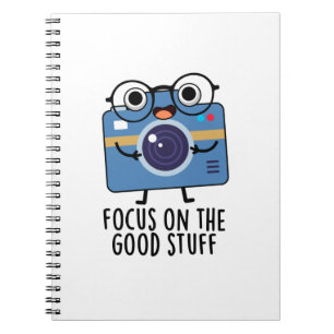 Focus op de leuke dingen Positieve camera grap Notitieboek