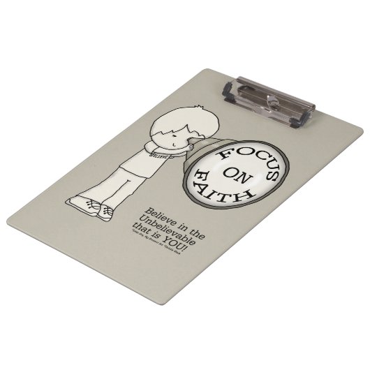 Focus op geloof klembord (Gekanteld)