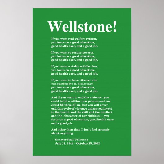 Focus op goed onderwijs, Wellstone 16x24 Poster (Voorkant)