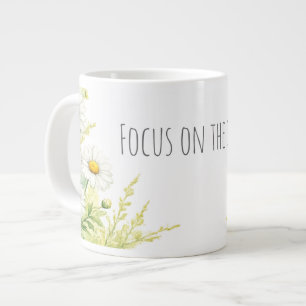 Focus op het goede - aquarel margrieten extra grote beker