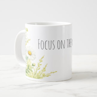 Focus op het goede - aquarel margrieten extra grote beker