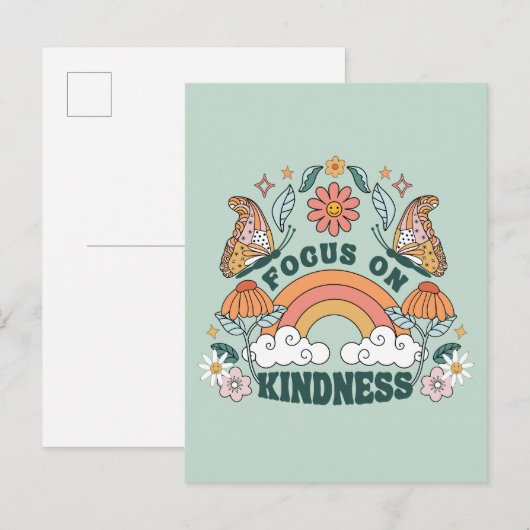 Focus op Kindness Groovy Graphic Briefkaart (Voorkant / Achterkant)