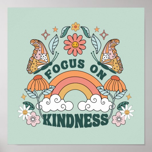 Focus op Kindness Groovy Graphic Poster (Voorkant)