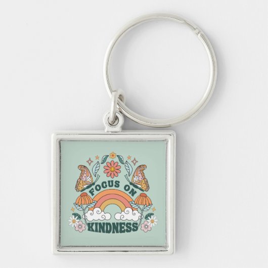 Focus op Kindness Groovy Graphic Sleutelhanger (Voorkant)