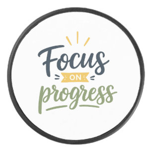 Focus Op Voortgang Motiverende Typografie Quote Hockey Puck