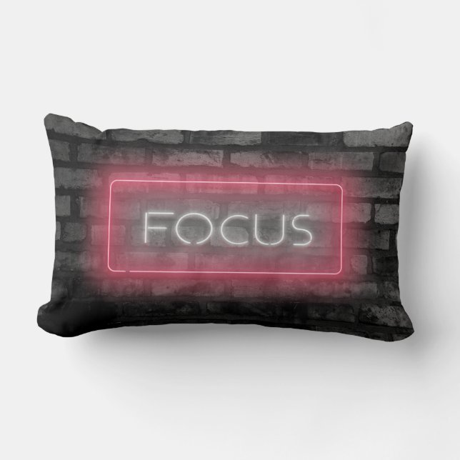 Focus Pink Neon Sign Lumbar Pillow Kussen (Voorkant)