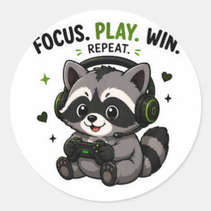 FOCUS SPEEL WIN HERHALING GAMER WASBEEN STICKER