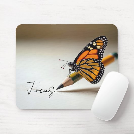 Focus Text With Monarch Butterfly Muismat (Met muis)