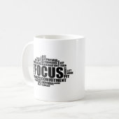 FOCUS – Word Cloud Motivational Design Koffiemok (Voorkant links)