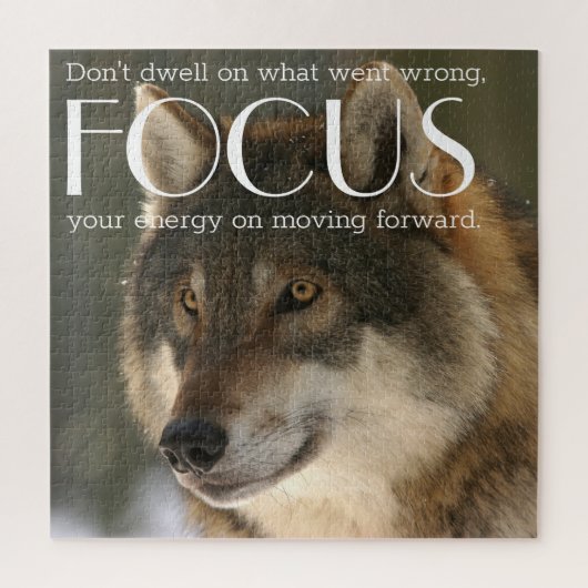 Focuscitaat over wolfafbeelding Moedigpuzzel Legpuzzel (Verticaal)